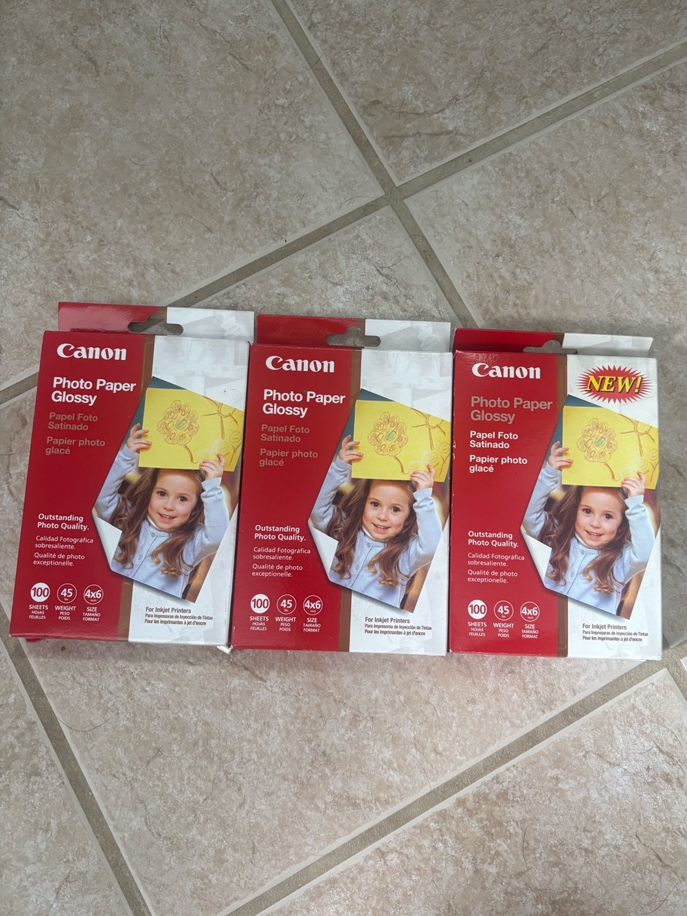 3 packs of Canon Photo Paper - Glossy 4x6 100 Sheets - Inkjet Ready (300 total)